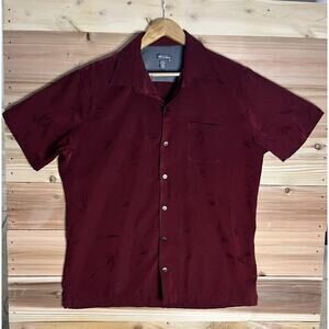 Van Heusen Mens L Red Textured Short Sleeve Button Up Shirt